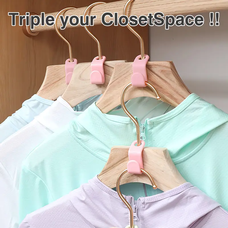Space Saving Hangers Connector Hooks 20 Counts, High Load-bearing Clothes Hanger Connector Hooks, Hooks for Hangers, Random Colors