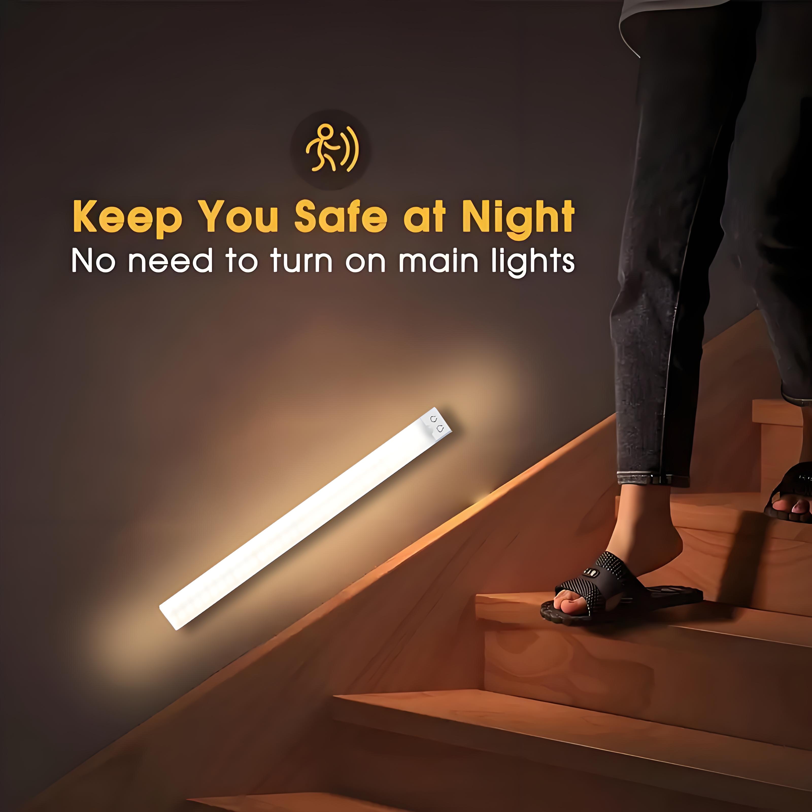 Under Cabinet Lights, 4 Pack Motion Sensor LED, Wireless USB Rechargeable Sticky Closet Lights, Under Counter Lights for Kitchen, Wardrobe, Hallway, Stairs, Valentine's Day, Dimmable