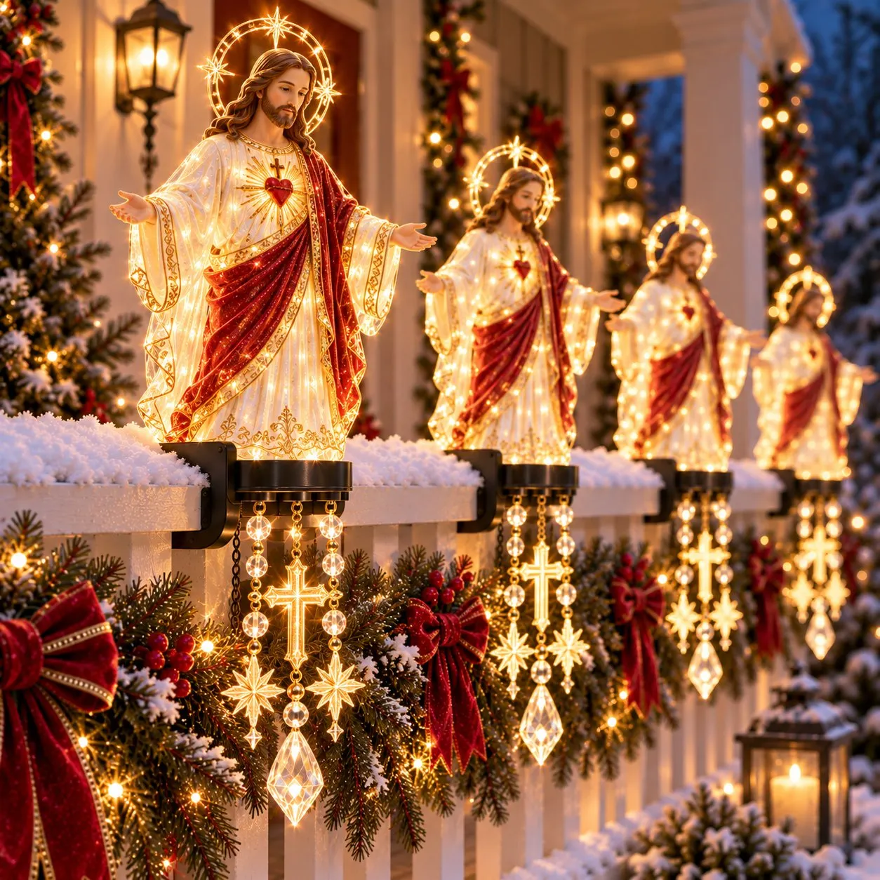 Sacred Heart Jesus railing light