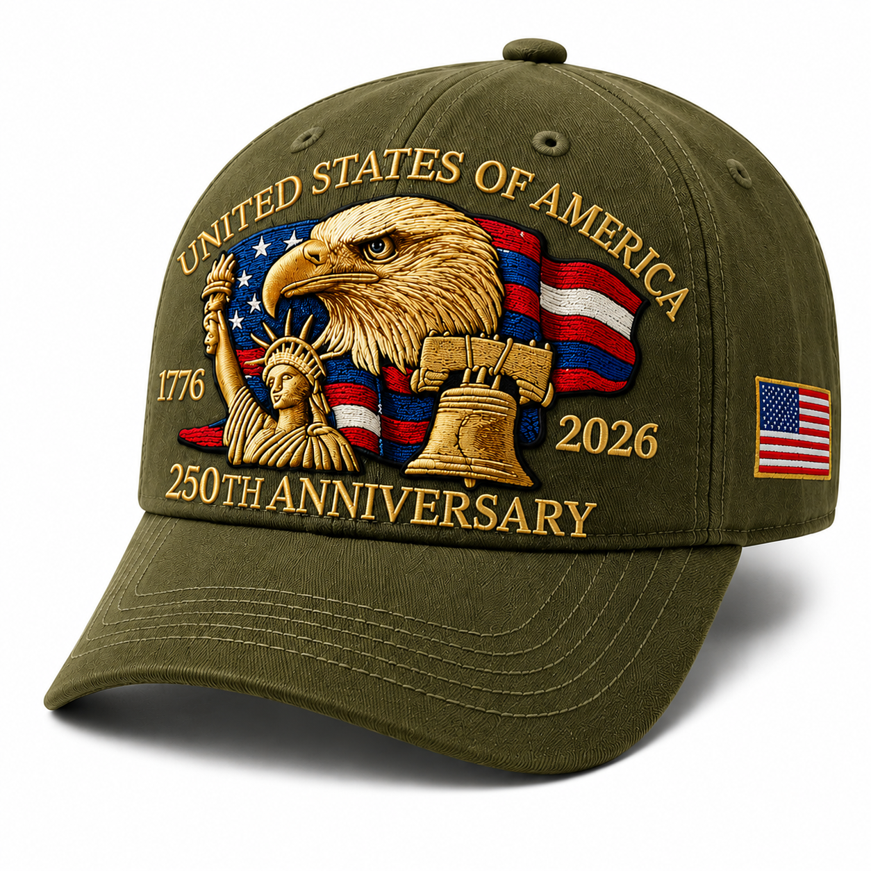 USA 250th Anniversary Embroidered Eagle Baseball Cap – Patriotic Commemorative Hat 1776–2026