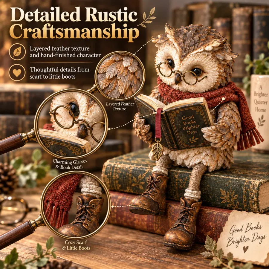 Detailed craftsmanship of reading owl figurine
