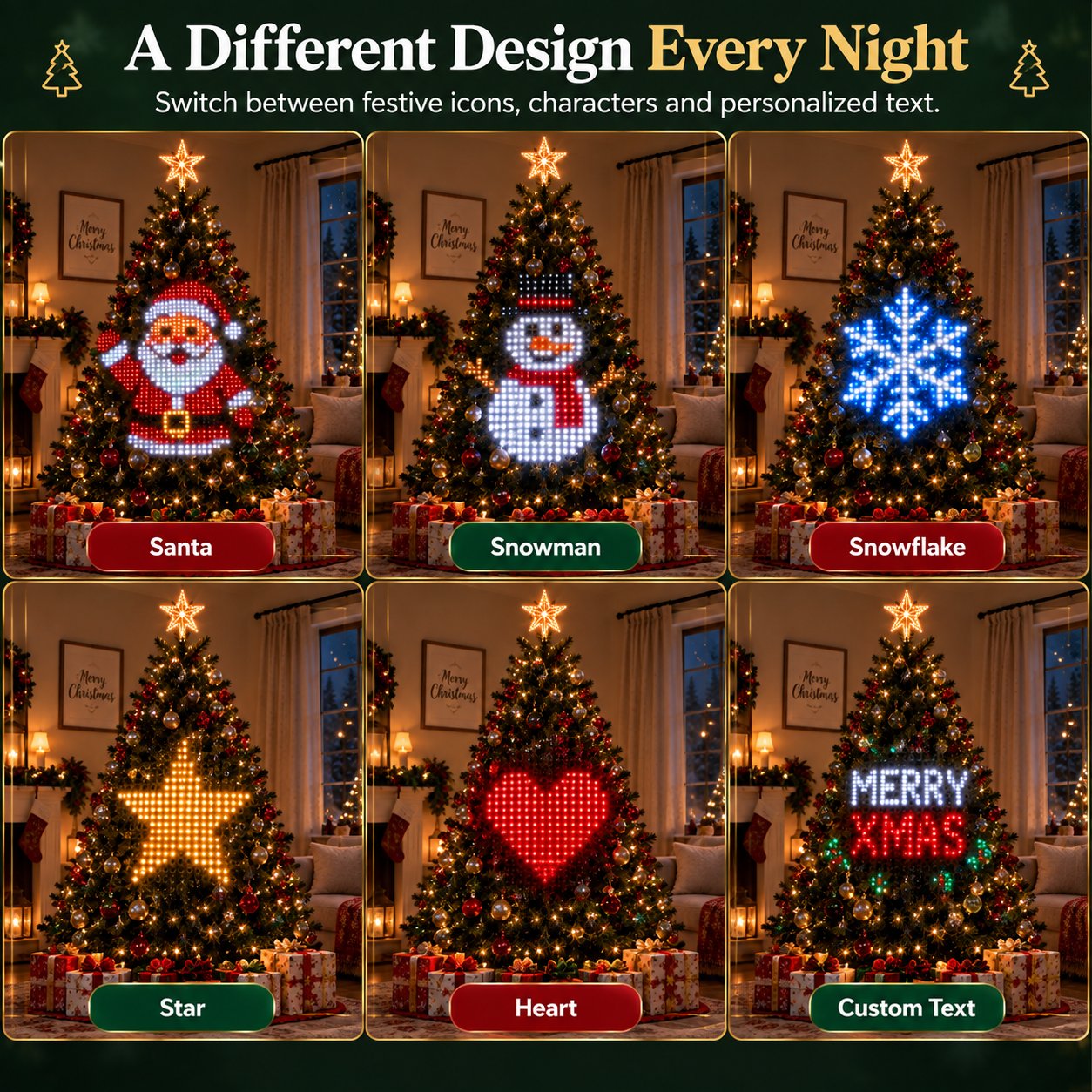 Multiple animated Christmas tree designs