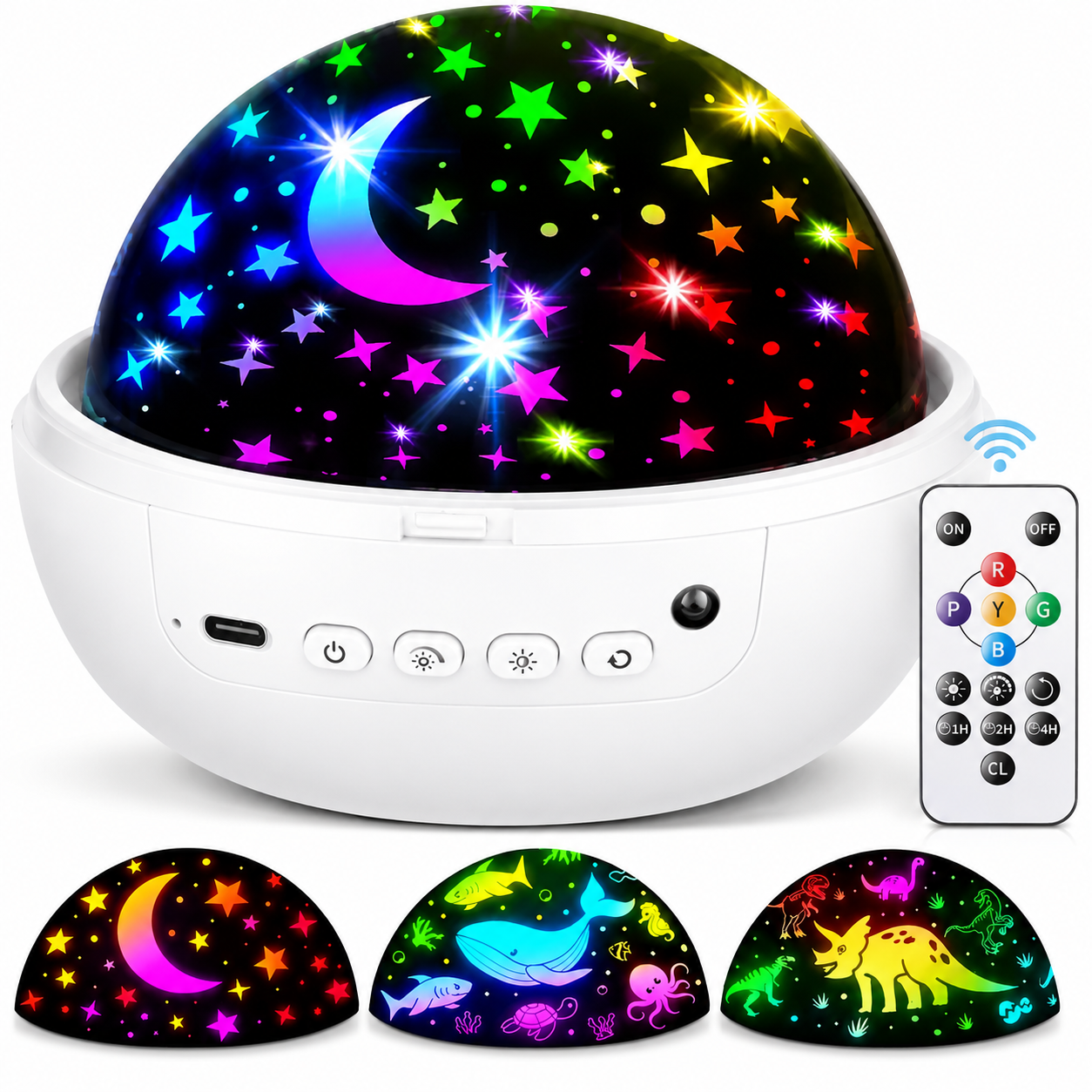 Kids Star Projector Night Light with Remote & 3 Films