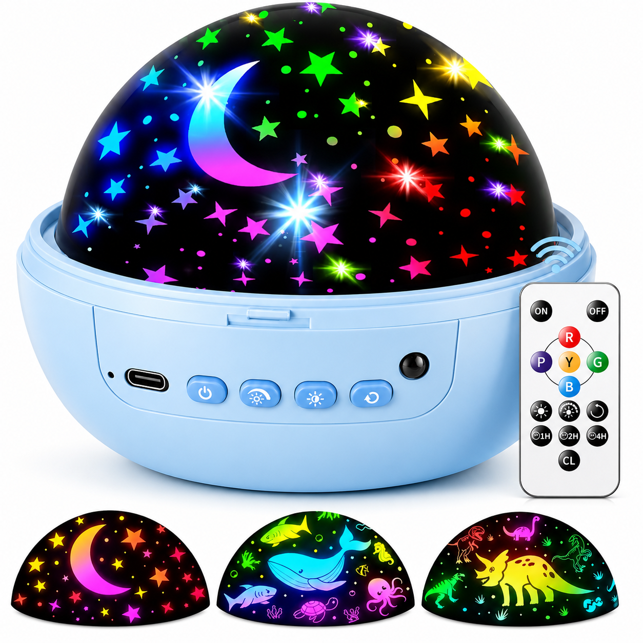 Kids Star Projector Night Light with Remote & 3 Films