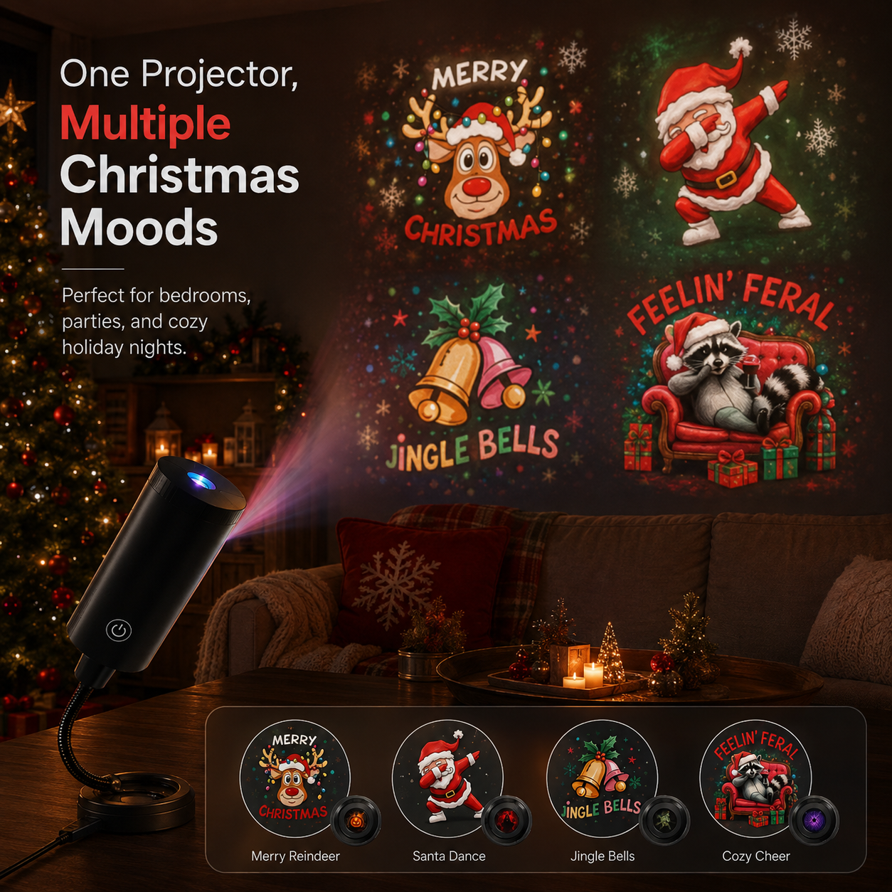 🎄6-Pack Christmas Projection Lenses – Festive Holiday Projection Slides