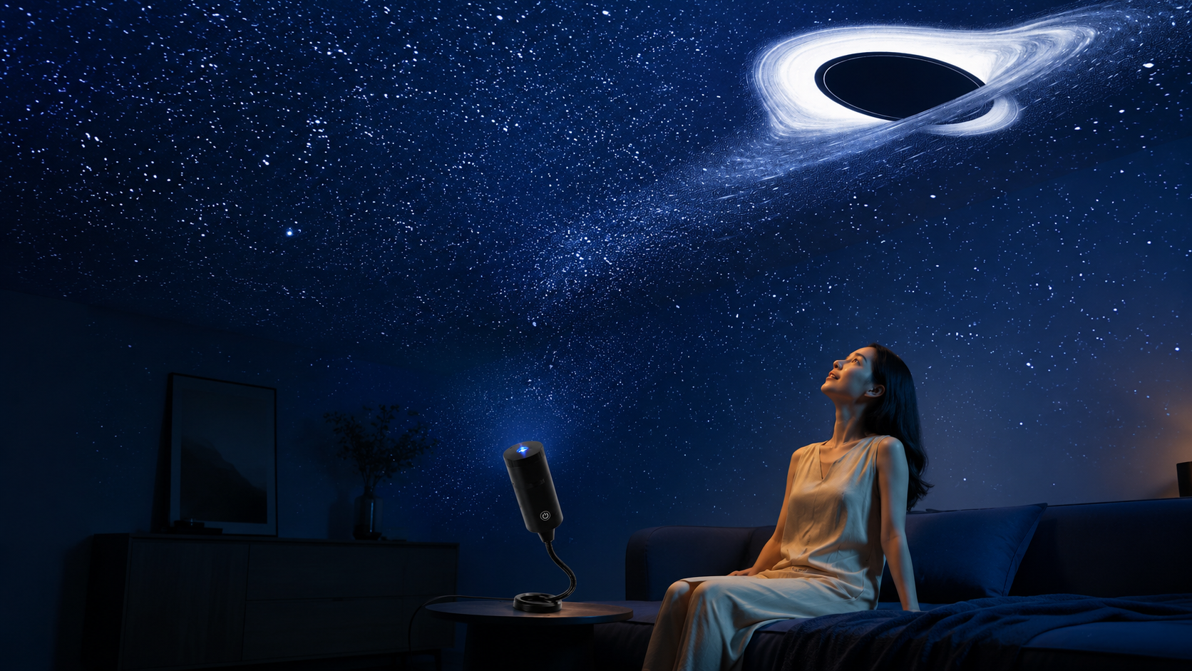 Galaxy projector bedroom atmosphere