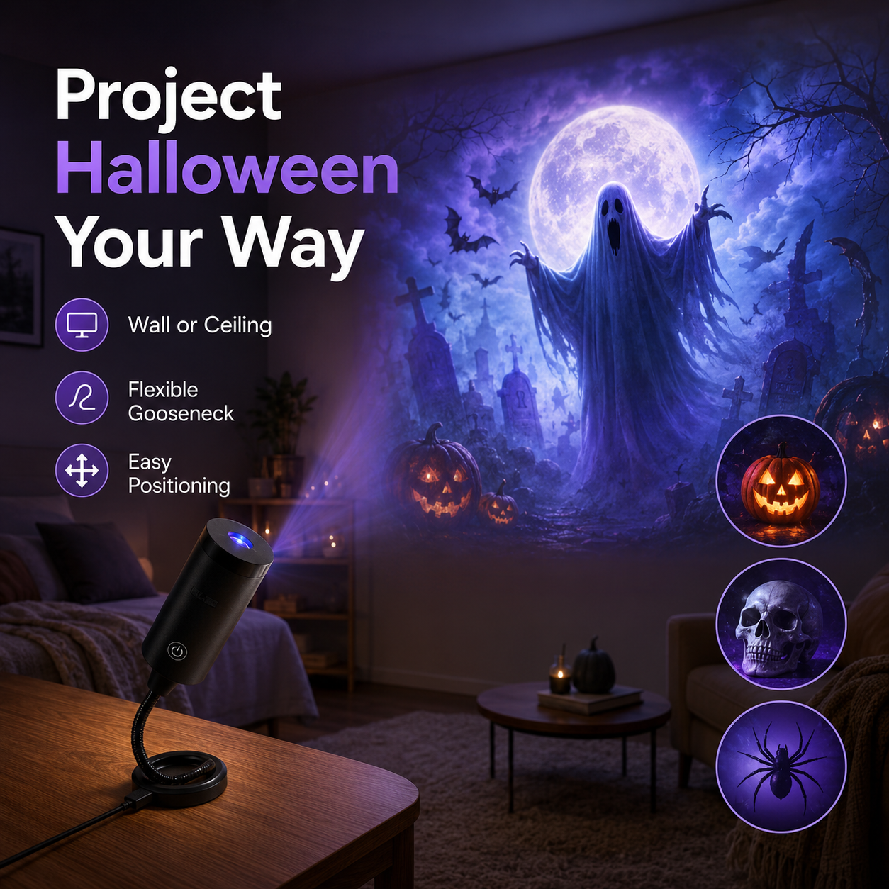 Halloween Projection Lens Set – 6 Spooky Scenes