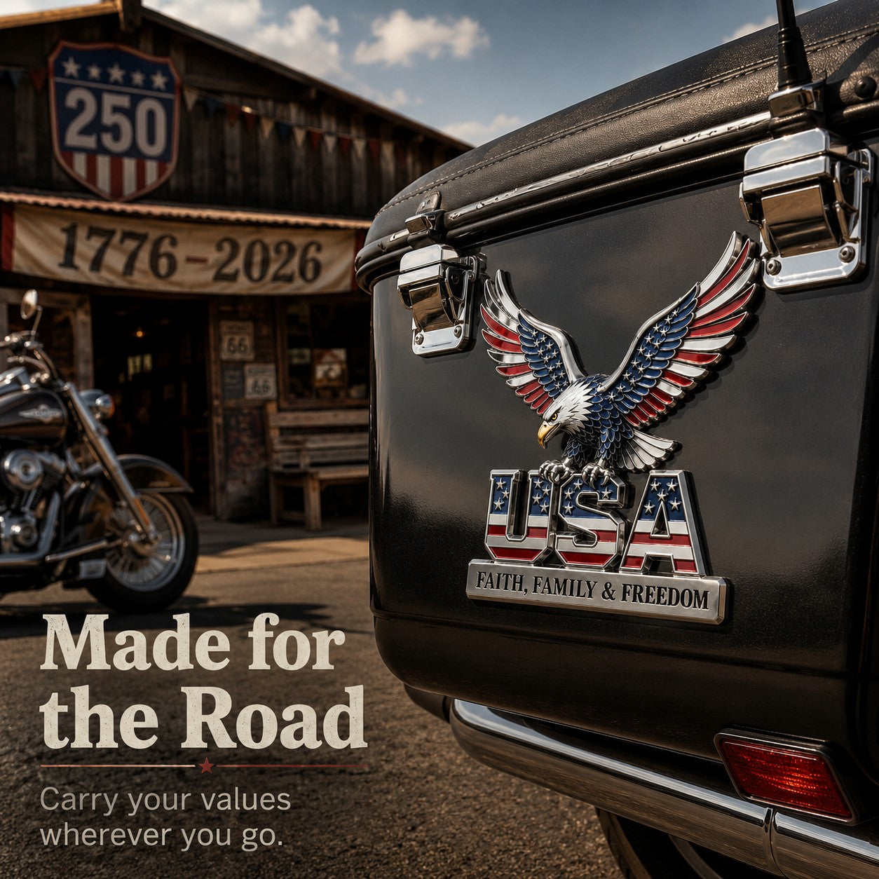 🇺🇸250th Anniversary - ★USA Faith, Family & Freedom★ Metal Emblem