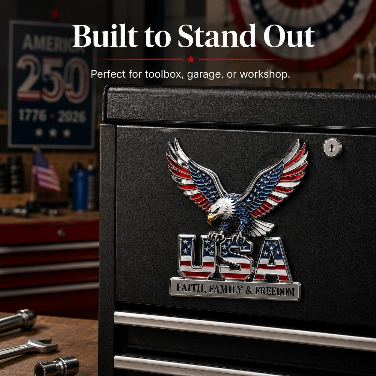 🇺🇸250th Anniversary - ★USA Faith, Family & Freedom★ Metal Emblem