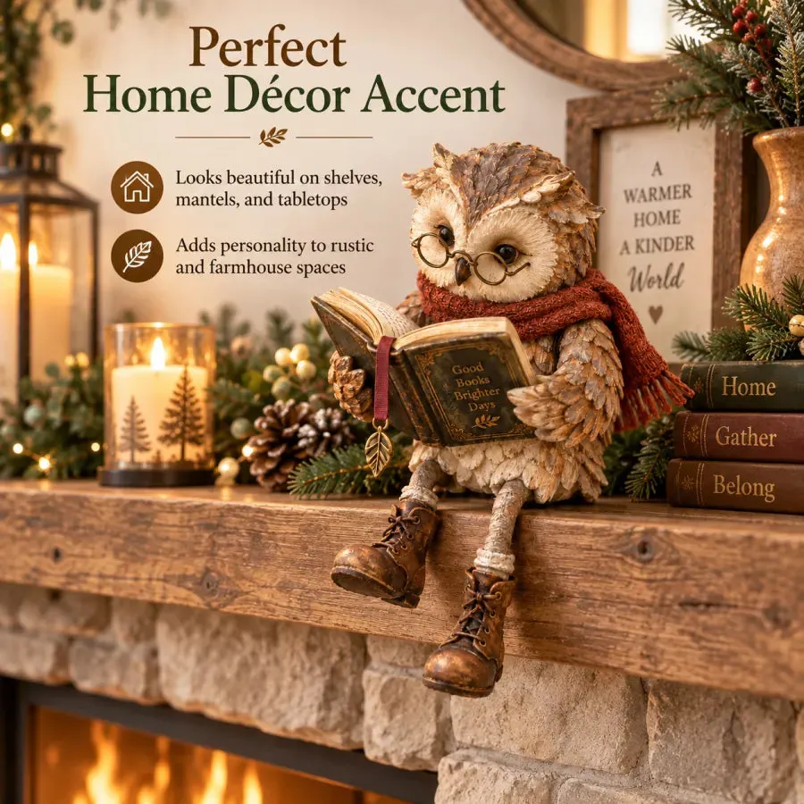 Reading owl as a rustic home decor accent