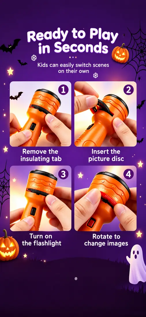 Kids holiday story projection flashlight with picture discs