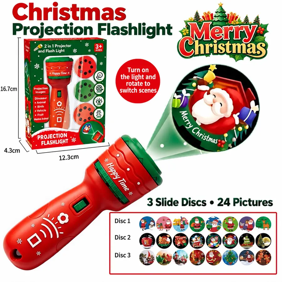 Red Christmas projection flashlight
