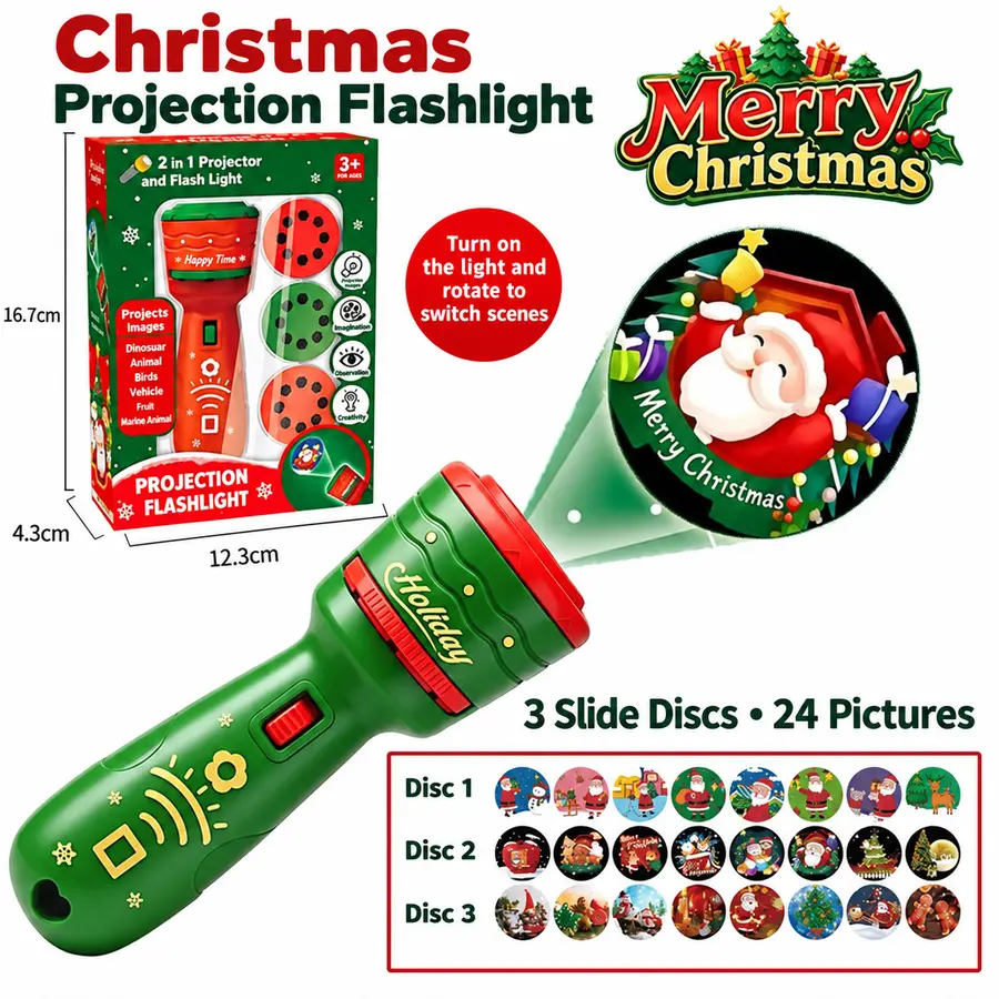 Green Christmas projection flashlight