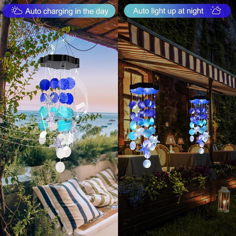 🌈 Colorful Solar Outdoor Shell Wind Chime Hanging Light