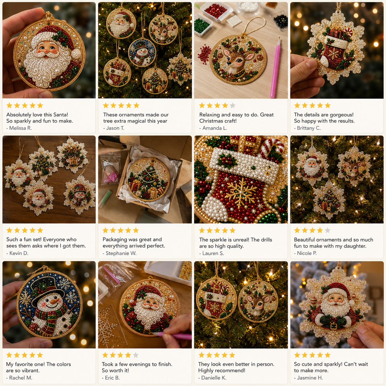 Diamond painting Christmas ornament designs and craft process