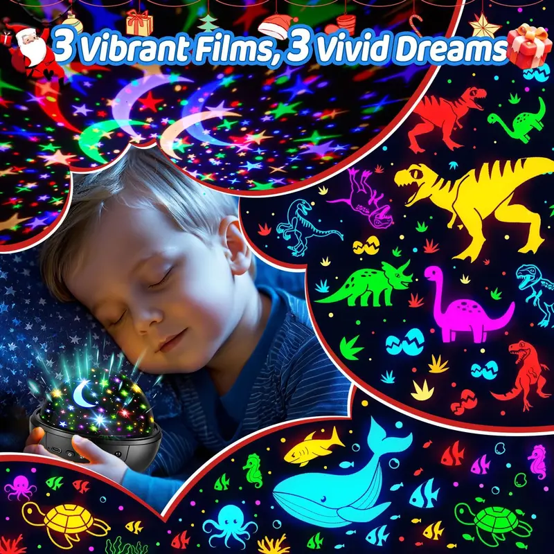 Kids Star Projector Night Light with Remote & 3 Films