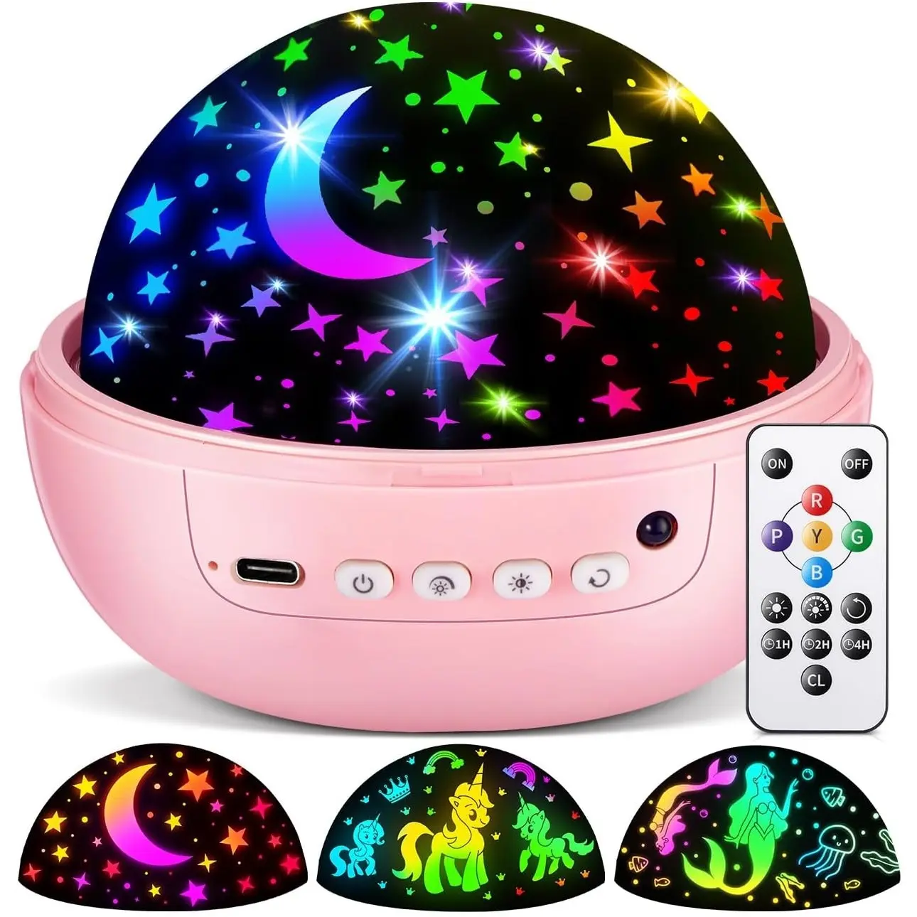 Kids Star Projector Night Light with Remote & 3 Films