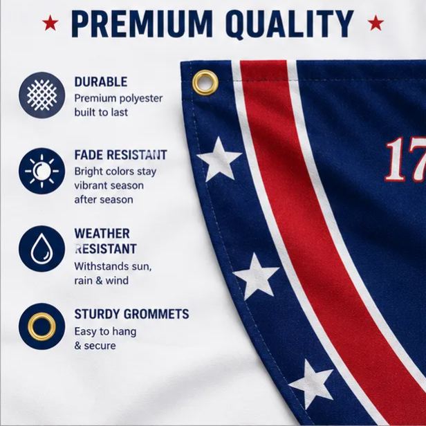 USA 250th Birthday Patriotic Semicircle Flag Banner – 1776–2026 Independence Day Porch Bunting Decor