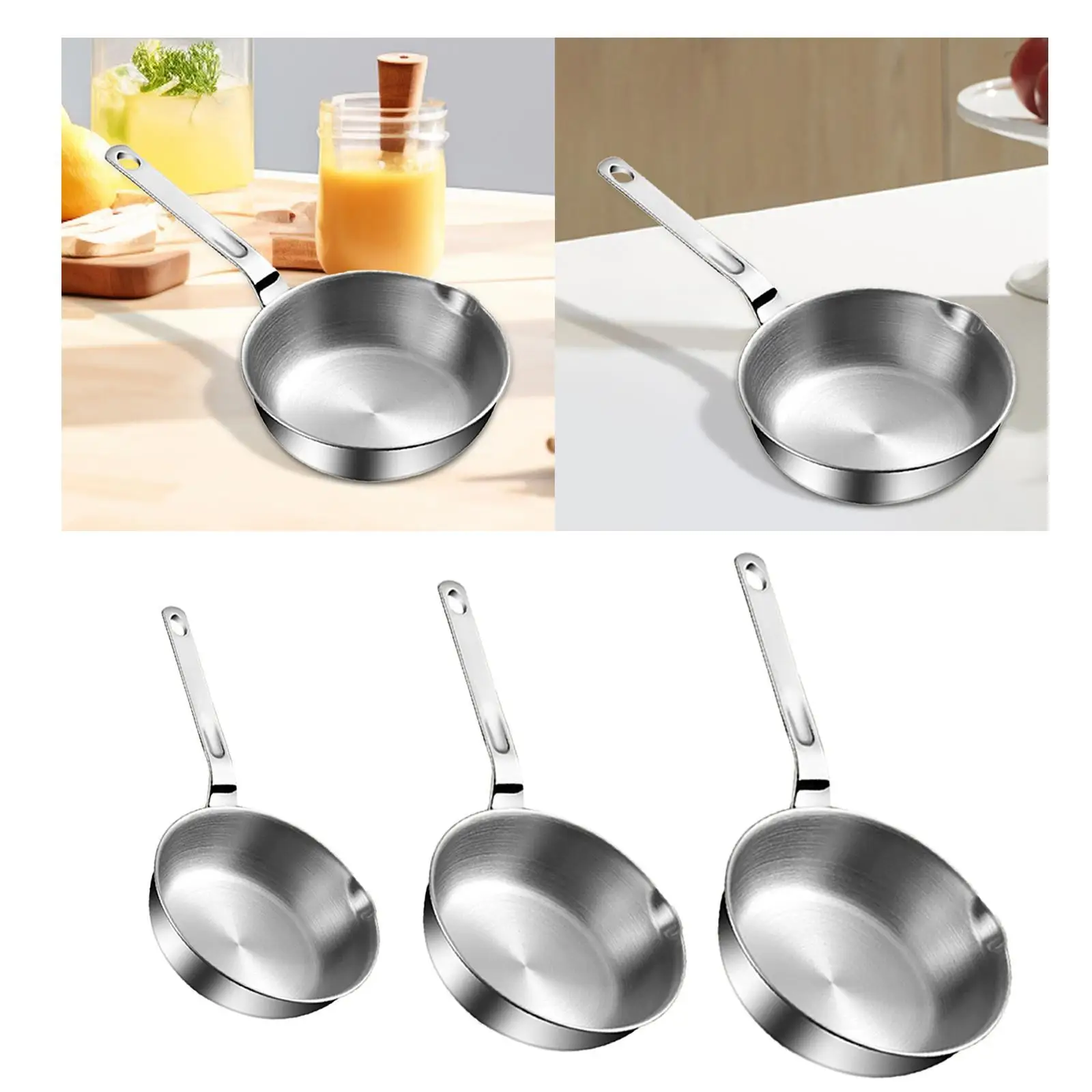Stainless Steel Frying Pan with Long Handle Cooking Eggs Sandwich Fried Steak Pot for All Stovetops Gas Home Stoves Kitchen Stainless Steel Frying Pan with Long Handle Cooking Eggs Sandwich Fried Steak Pot for All Stovetops Gas Home Stoves Kitchen