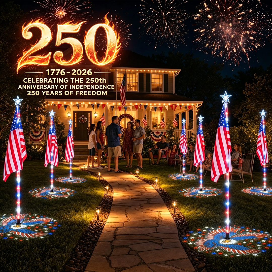 ✨Last Day: 49% OFF🔥American Flag Pathway Lights – Red, White & Blue Yard Glow for 250th Independence Celebration