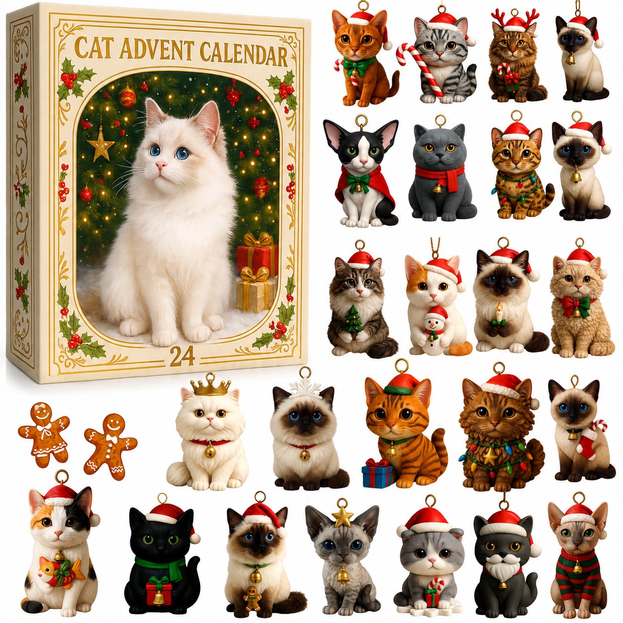 🎄 2026 Cat Advent Calendar – 24 Christmas Cat Charms 🐱✨