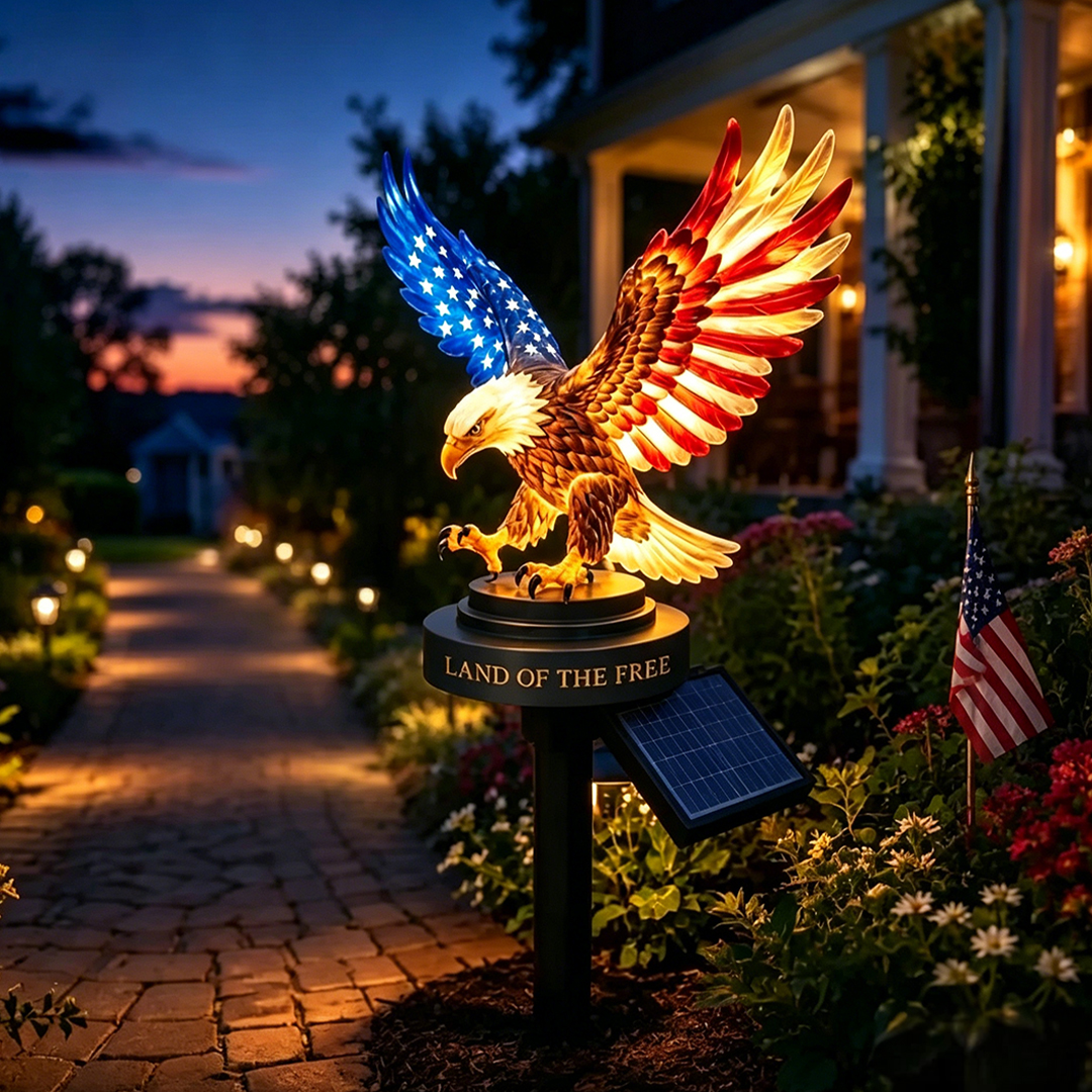 Solar Eagle Garden Light – A Glowing Tribute to American Freedom