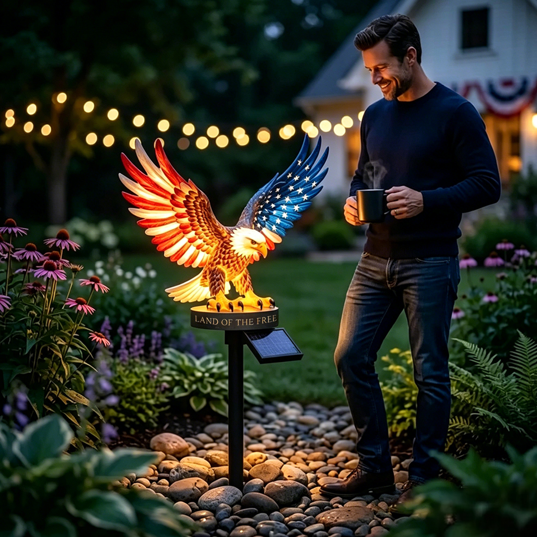 Solar Eagle Garden Light – A Glowing Tribute to American Freedom