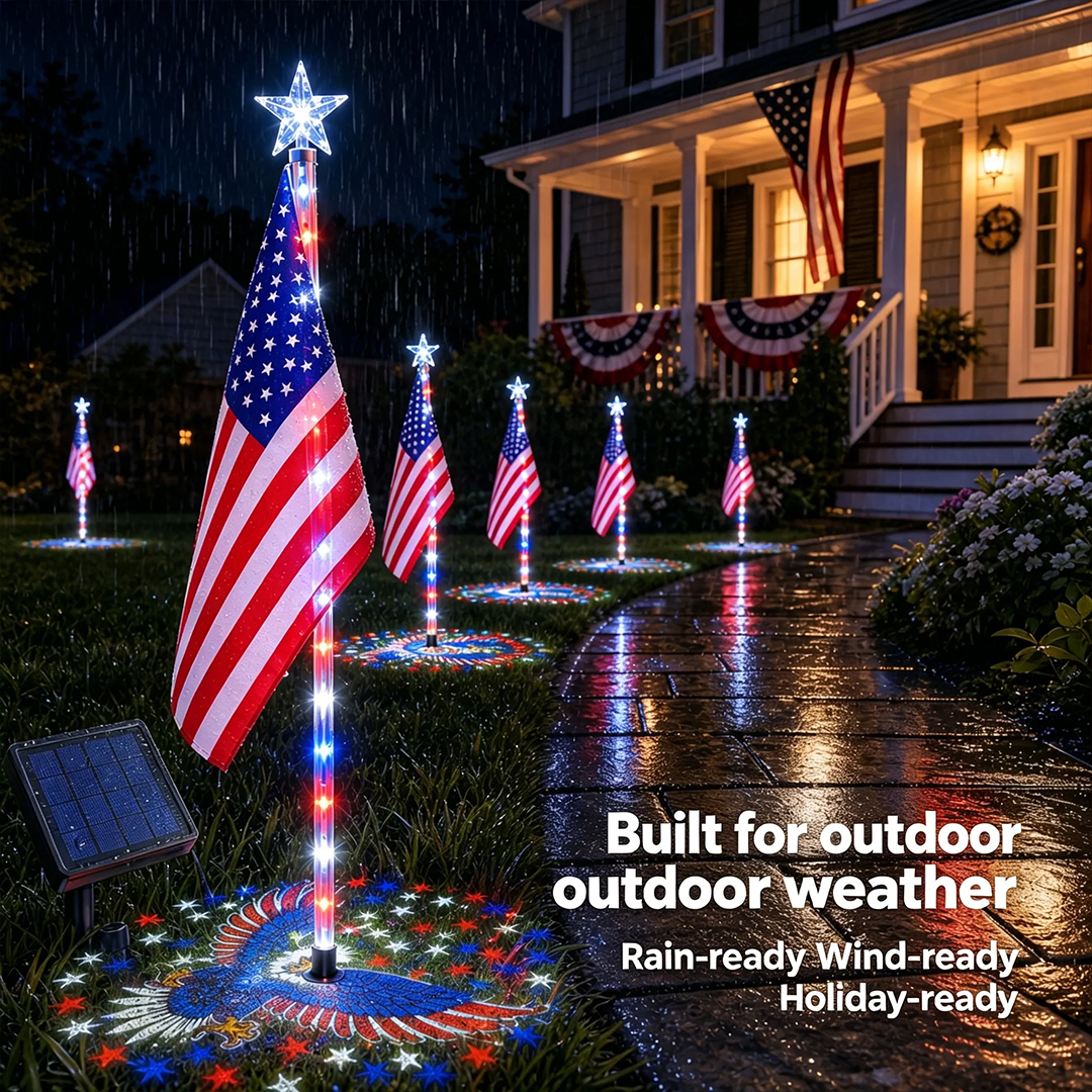 ✨Last Day: 49% OFF🔥American Flag Pathway Lights – Red, White & Blue Yard Glow for 250th Independence Celebration