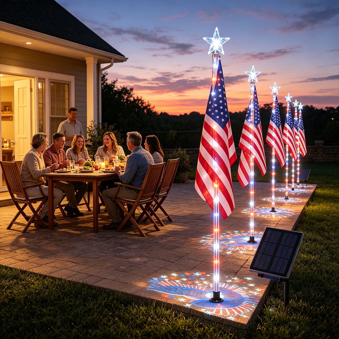 ✨Last Day: 49% OFF🔥American Flag Pathway Lights – Red, White & Blue Yard Glow for 250th Independence Celebration