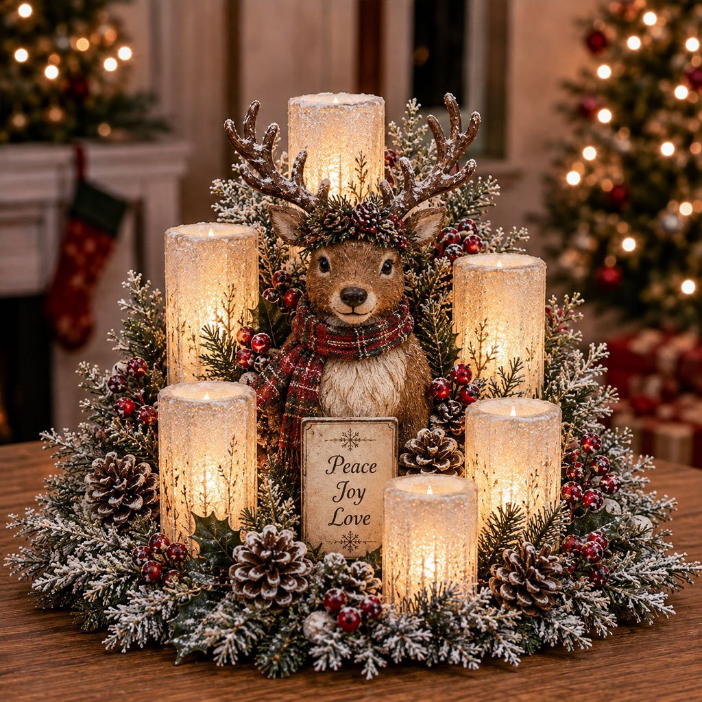 🔥Hot Sale🔥 - 🌲Christmas Lighted Centerpiece with Flameless Candle Glow