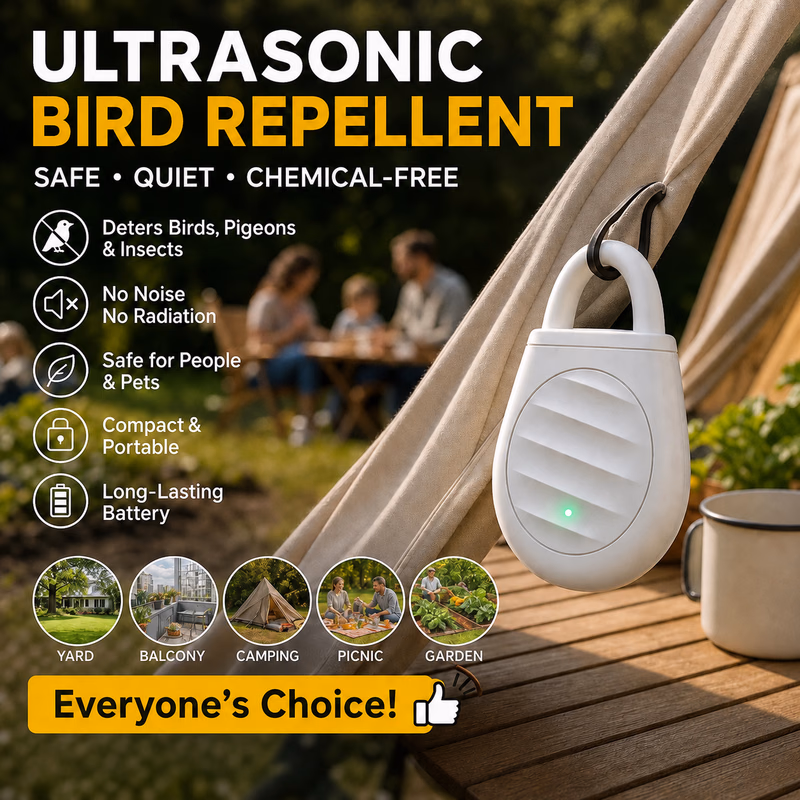 🐦No more trouble from birds, beasts and locusts！Portable Ultrasonic Bird Repellent Keychain