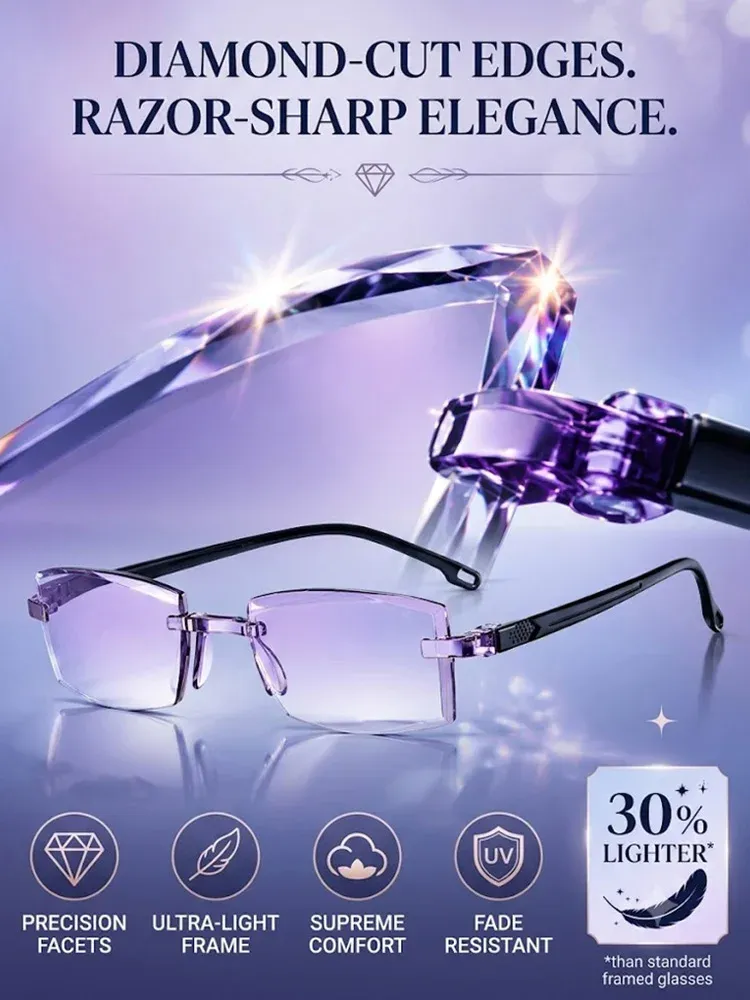 [Regain Your Youthful Vision] Smart Zoom Diamond-Cut Reading Glasses（Zoom range: 100-250°，Non-photochromic）