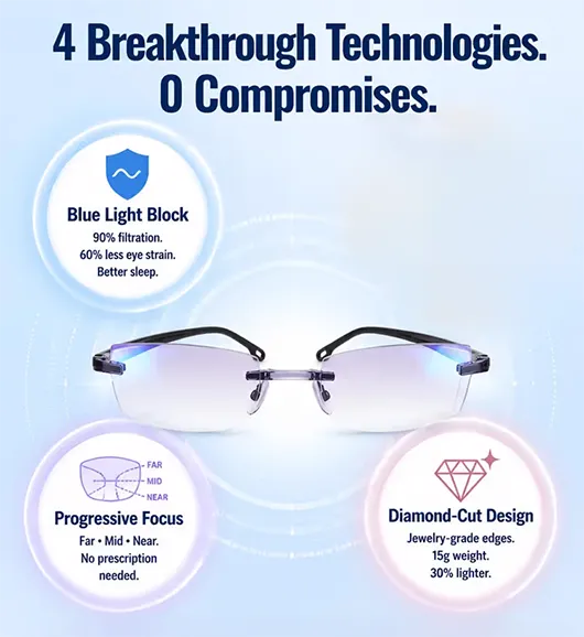 [Regain Your Youthful Vision] Smart Zoom Diamond-Cut Reading Glasses（Zoom range: 100-250°，Non-photochromic）