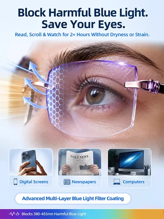 [Regain Your Youthful Vision] Smart Zoom Diamond-Cut Reading Glasses（Zoom range: 100-250°，Non-photochromic）