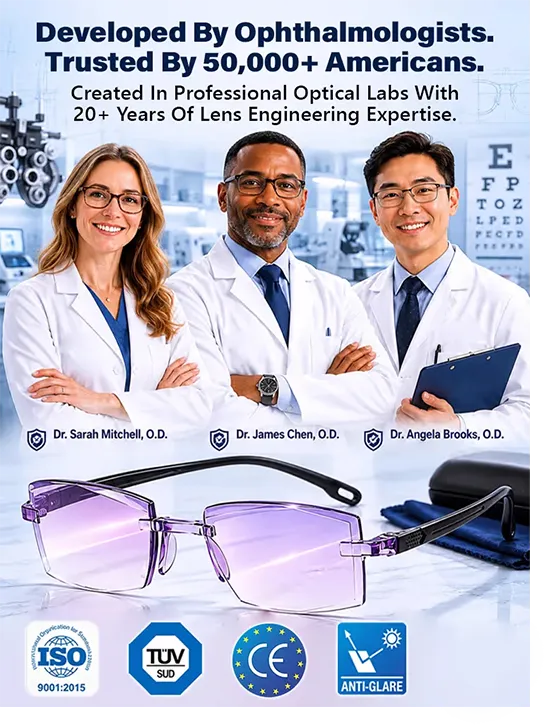 [Regain Your Youthful Vision] Smart Zoom Diamond-Cut Reading Glasses（Zoom range: 100-250°，Non-photochromic）