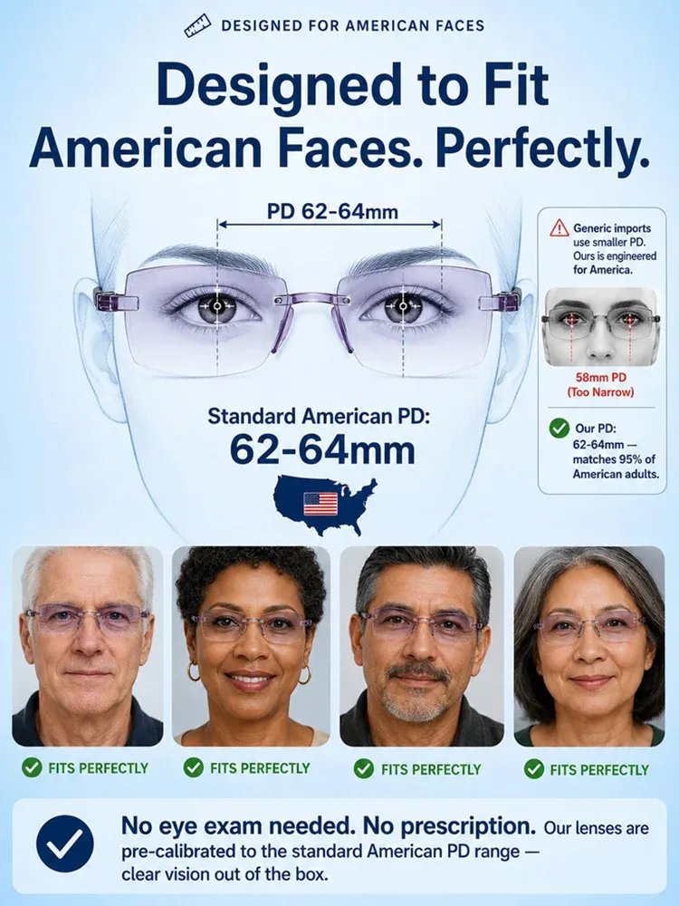 [Regain Your Youthful Vision] Smart Zoom Diamond-Cut Reading Glasses（Zoom range: 100-250°，Non-photochromic）
