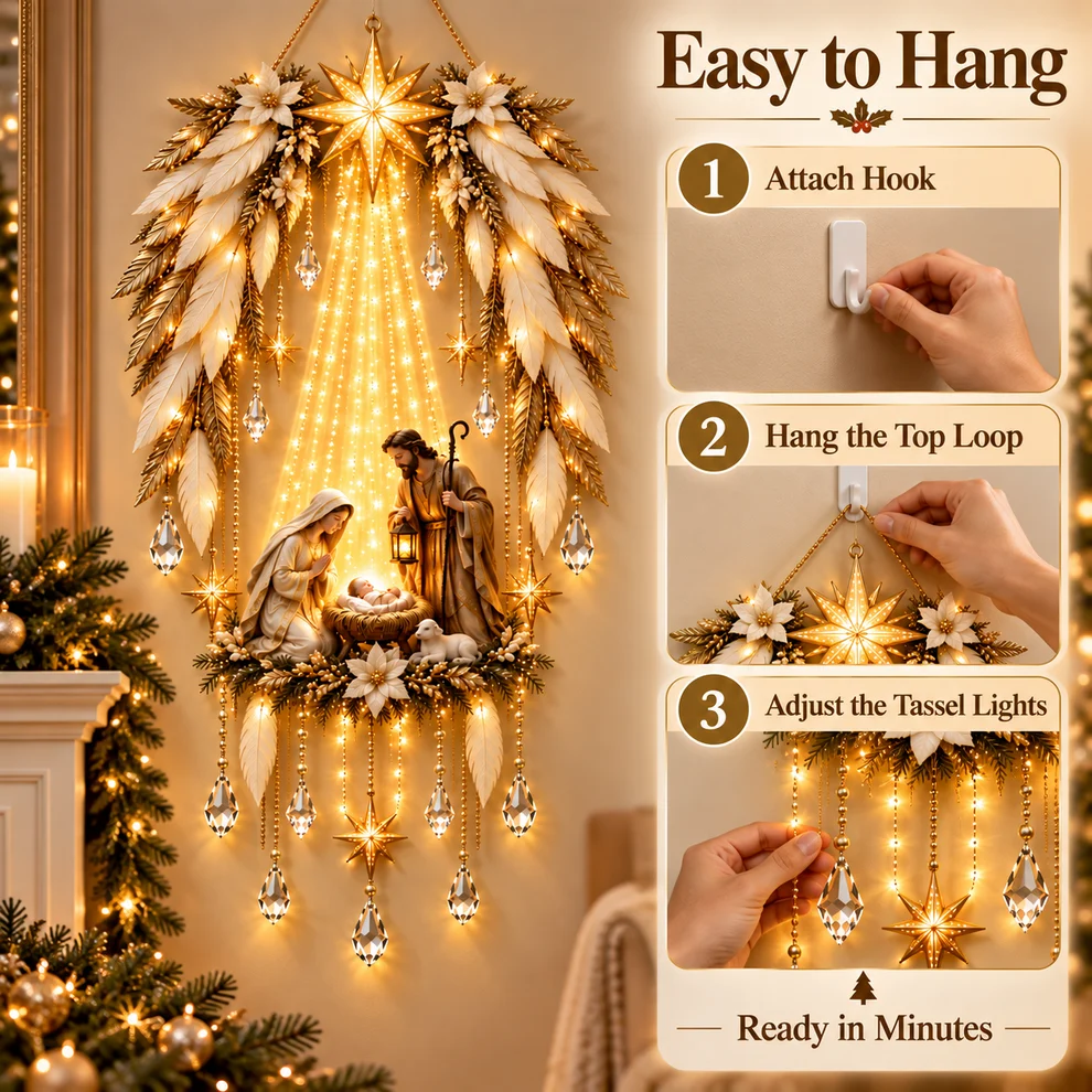 ✨Last Day 49% OFF✨✝️ Bethlehem Star of Faith – Lighted Nativity Wall Decor