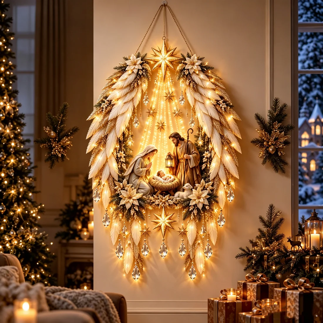 ✨Last Day 49% OFF✨✝️ Bethlehem Star of Faith – Lighted Nativity Wall Decor