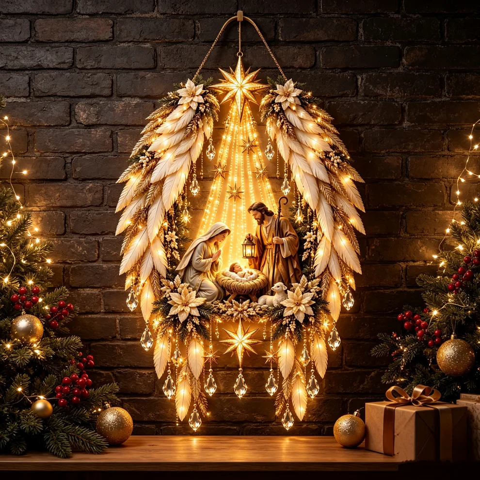 ✨Last Day 49% OFF✨✝️ Bethlehem Star of Faith – Lighted Nativity Wall Decor