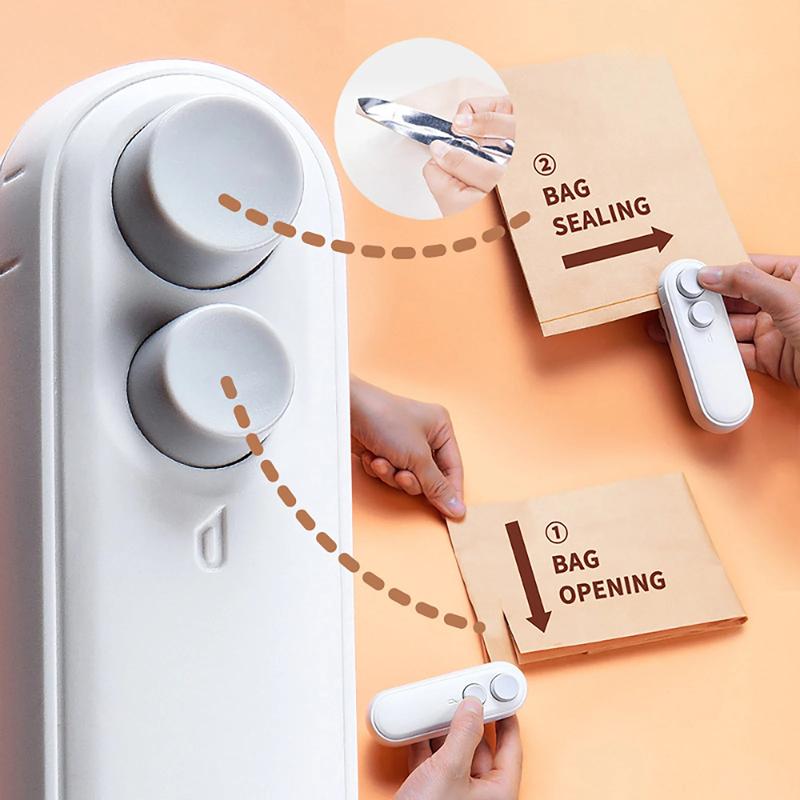Mini snack bag sealing machine,2 in 1 heat USB rechargeable snack bag selaer