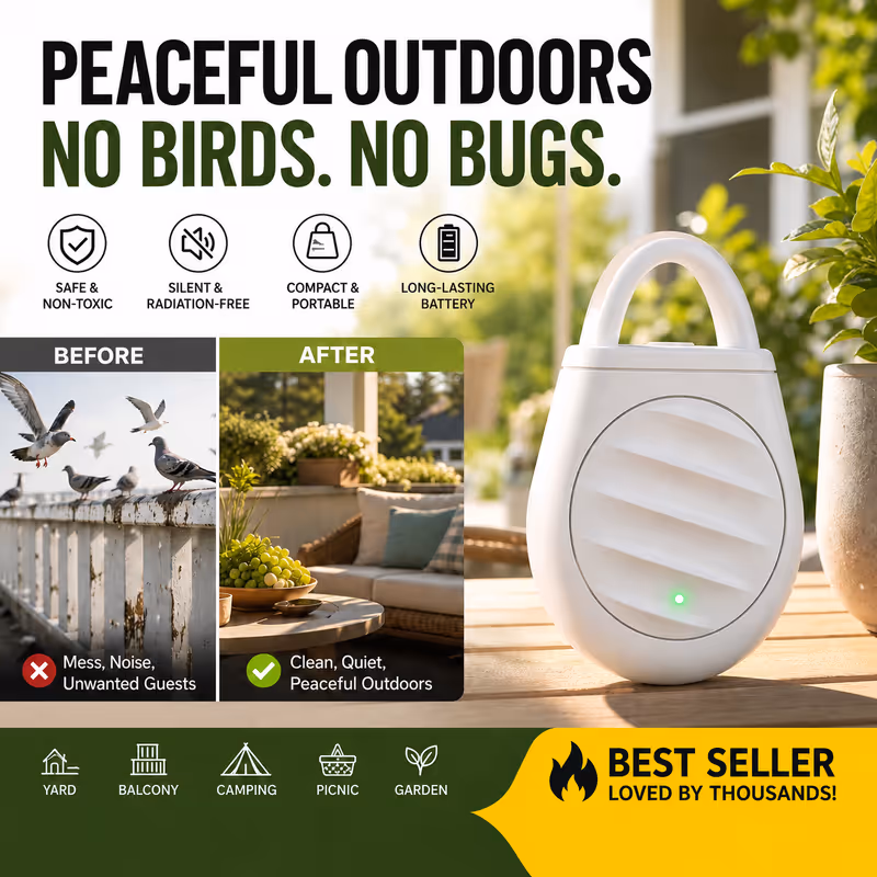 🐦No more trouble from birds, beasts and locusts！Portable Ultrasonic Bird Repellent Keychain