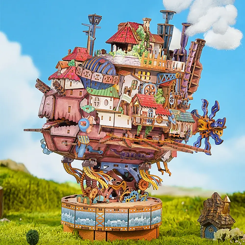 Motorized Walking Castle Mechanical 3D Wooden Puzzle Kit