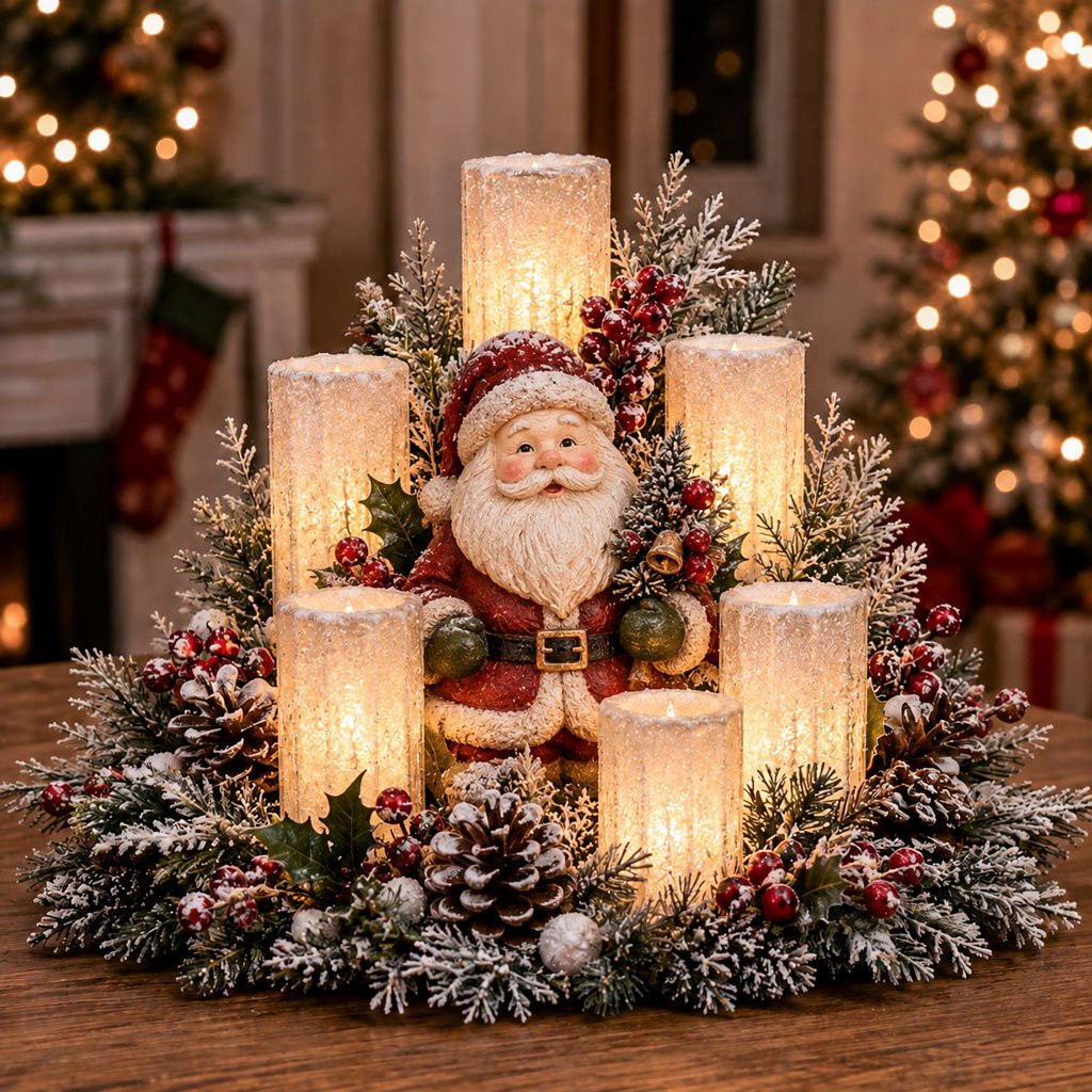 🔥Hot Sale🔥 - 🌲Christmas Lighted Centerpiece with Flameless Candle Glow