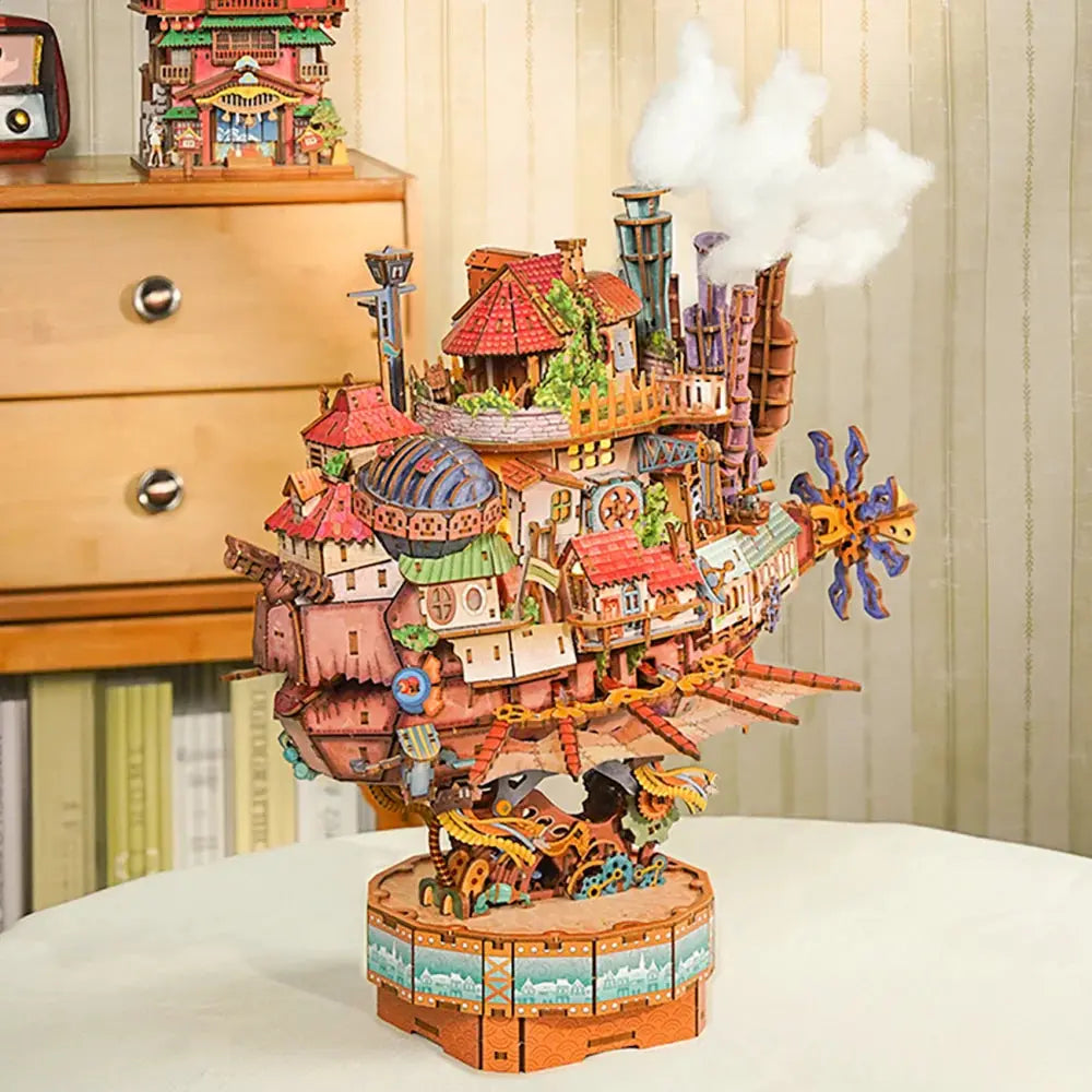 Motorized Walking Castle Mechanical 3D Wooden Puzzle Kit