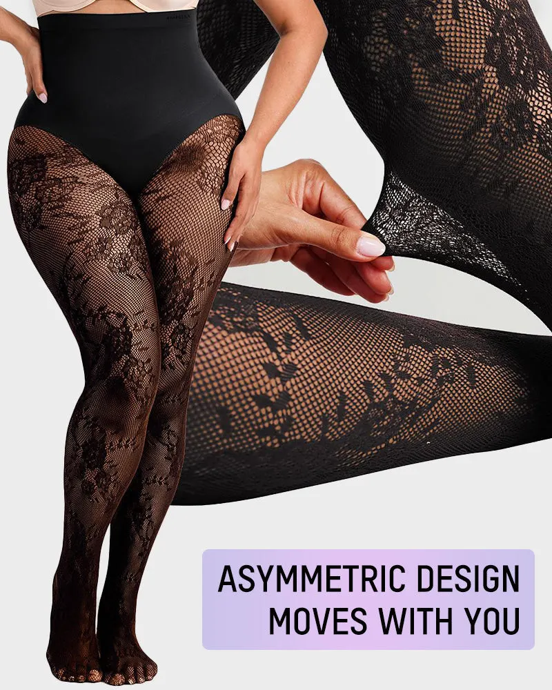 Floral lace stretched gently to show flexibility