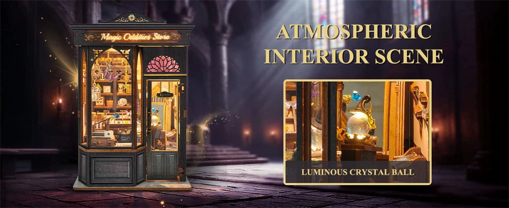 Illuminated miniature interior and crystal ball