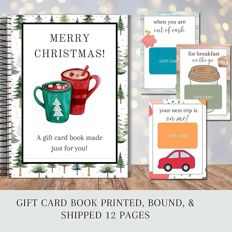 Christmas Gift Card Book, Diy Spiral Bound Gift Card Book, 5x7 Inch Colorful Spiral Bound Card Book , Christma Gift Cards Books Holder, DIY Personalized Xmas Gifts for Family, Friends, Students