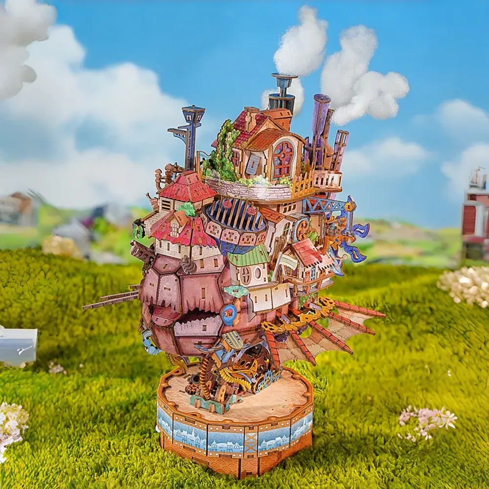 Motorized Walking Castle Mechanical 3D Wooden Puzzle Kit