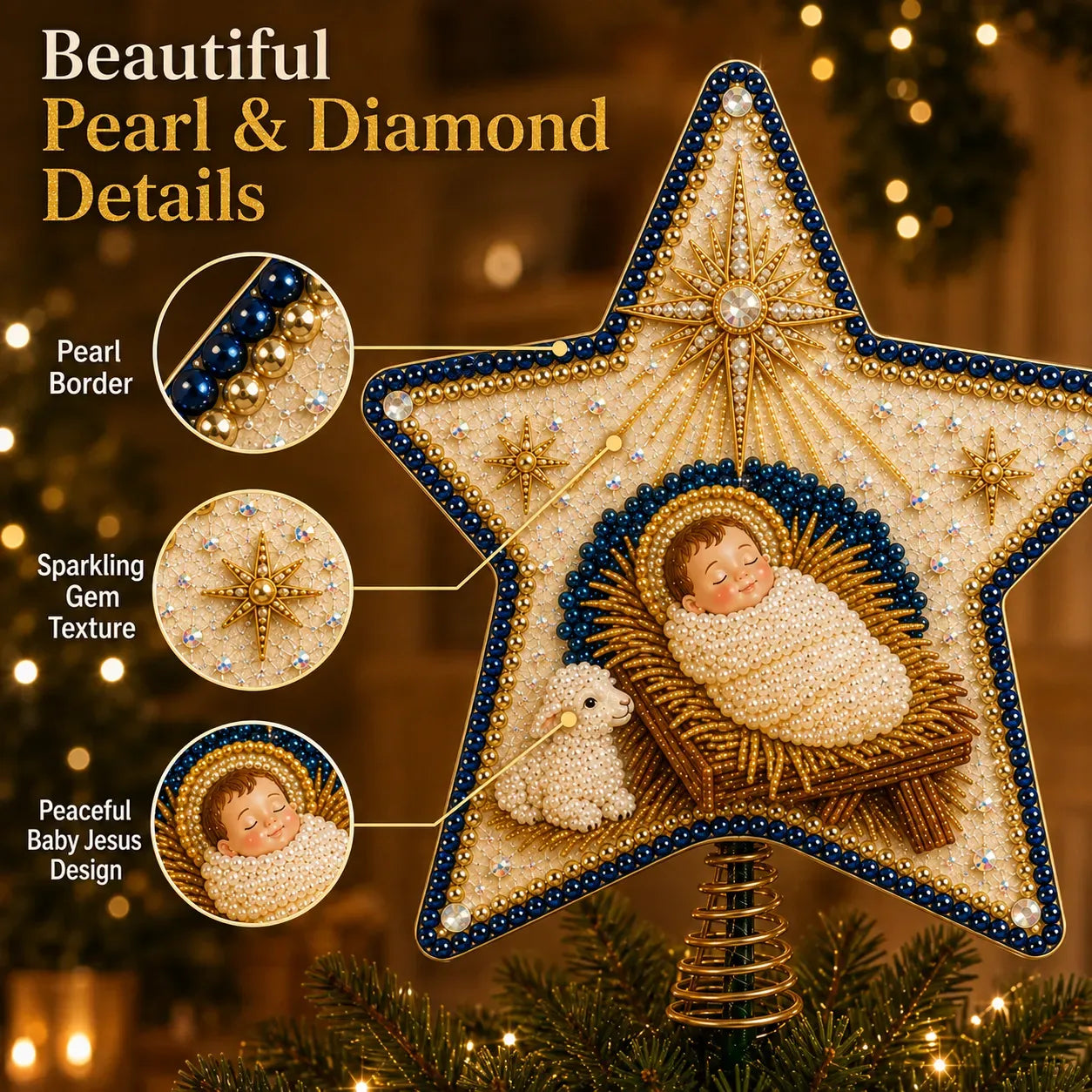 Floralshe DIY Pearl Art Tree Topper - ✝️ The Birth of Jesus