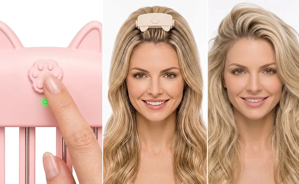 Heated root volumizing comb styling hair at the crown
